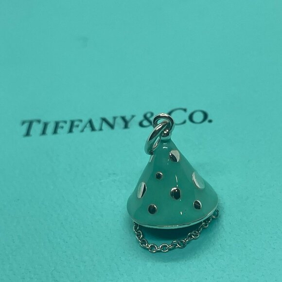 Tiffany & Co. Sterling Silver Blue Enamel Party Hat Birthday Charm - Picture 1 of 11